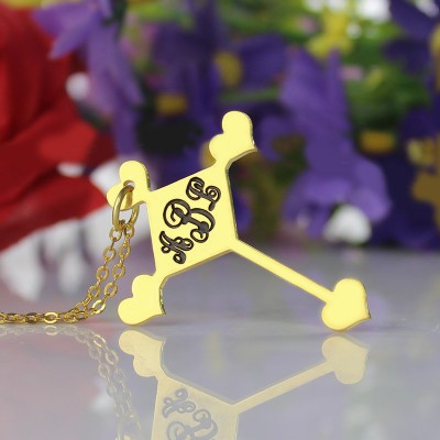 Engraved Cross Monogram Necklace Gold - The Handmade ™