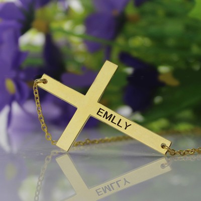 Latin Cross Necklace Engraved Name 1.6" - The Handmade ™