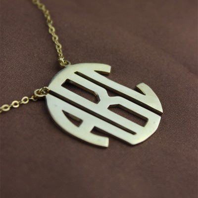Gold Initial Block Monogram Pendant Necklace - The Handmade ™