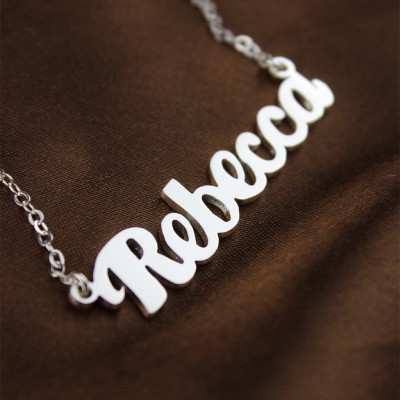 White Gold Puff Font Name Necklace - The Handmade ™