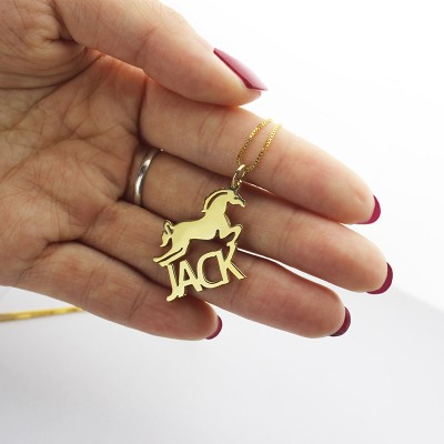 Kids Name Necklace with Horse Gold - The Handmade ™
