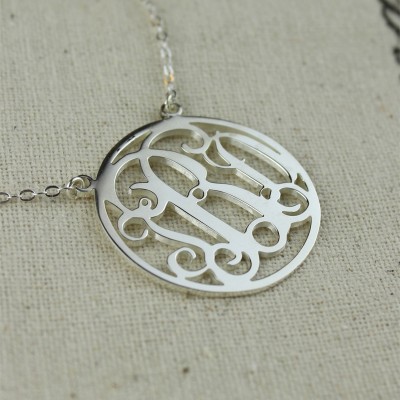 Circle White Gold Initial Monogram Name Necklace - The Handmade ™