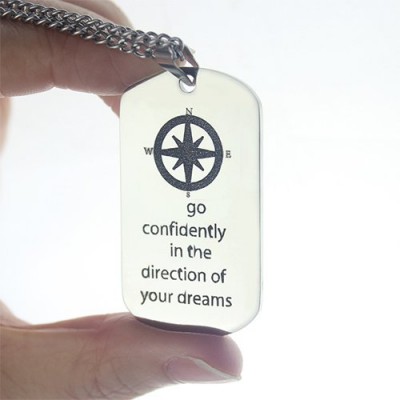 Compass Man's Dog Tag Name Necklace - The Handmade ™