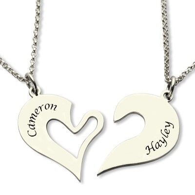 Breakable Heart Name Necklace for Couples Silver - The Handmade ™