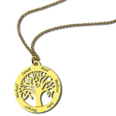 Tree of Life Jewellery Family Name Necklace in Gold - The Handmade ™