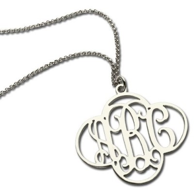 Cut Out Clover Monogram Necklace Silver - The Handmade ™