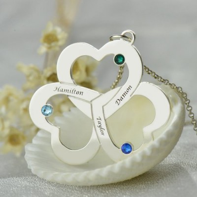 Three Triple Heart Shamrocks Necklace with Name - The Handmade ™