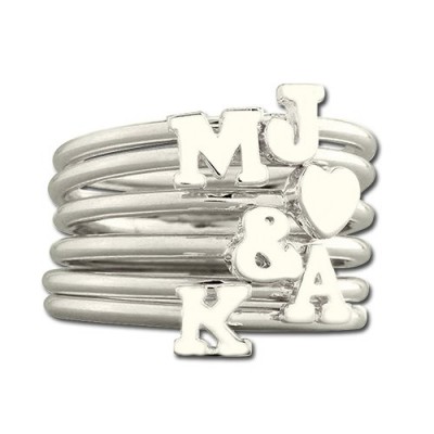 Stackable Midi Initial Ring Silver - The Handmade ™