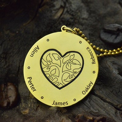 Heart Family Tree Necklace in Gold Plating - The Handmade ™