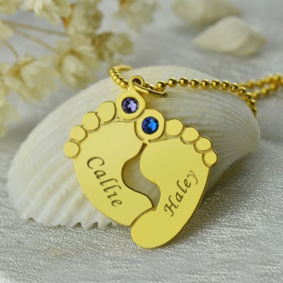 Birthstone Baby Feet Charm Pendant Gold - The Handmade ™