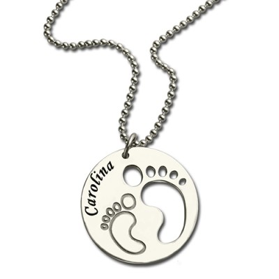 Baby Footprint Name Pendant Silver - The Handmade ™