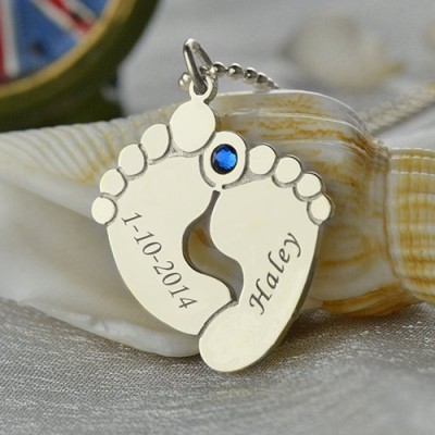 Memory Baby's Feet Charms with Birthstone Silver - The Handmade ™