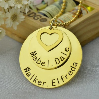 Disc Family Jewellery Necklace Engraved Name Gold - The Handmade ™