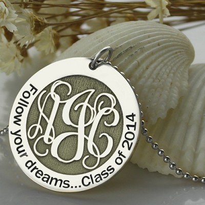 Class Graduation Monogram Necklace Silver - The Handmade ™