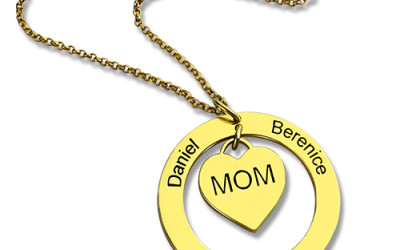 Personalized Gold Family Names Necklace for Mom | Hand-Stamped