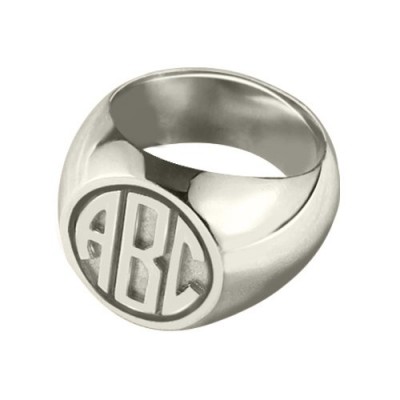 Personalised Signet Ring with Block Monogram Silver - The Handmade ™