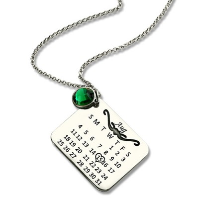 Birthstone Birthday Calendar Necklace Gifts Silver - The Handmade ™