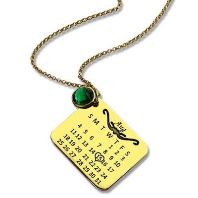 Birth Day Gifts - Birthday Calendar Necklace Gold - The Handmade ™