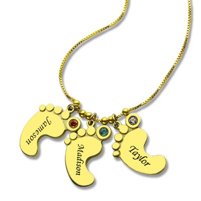 Mother Pendant Baby Feet Necklace Gold - The Handmade ™