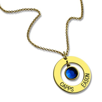 Circle Name Necklace With Birthstone - The Handmade ™