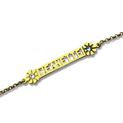 Birthstone Name Bracelet for Her Gold - The Handmade ™