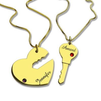 Key to My Heart Couple Name Pendant Necklaces Gold - The Handmade ™