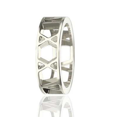 Personalised Roman Numerals Open Rings Silver - The Handmade ™
