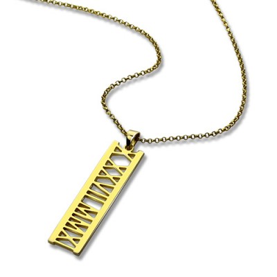 Vetical Roman Bar Necklace Gold - The Handmade ™