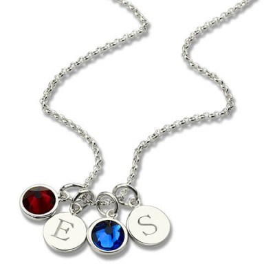 Double Initial Charm Necklace with Birthstone - The Handmade ™