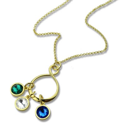 Family Infinity Necklace with Birthstones Gold Plate - The Handmade ™