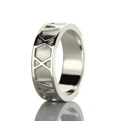 Personalised Roman Numerals Band Ring Silver - The Handmade ™