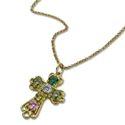 Cross necklace with Birthstones - The Handmade ™