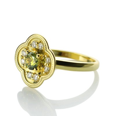 Blossoming Engagement Ring Engraved Birthstone Gold - The Handmade ™