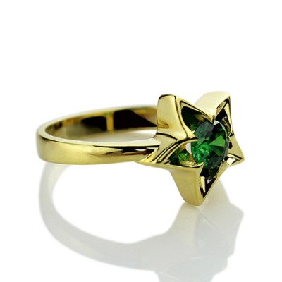 Personalised Star Ring with Birthstone - The Handmade ™