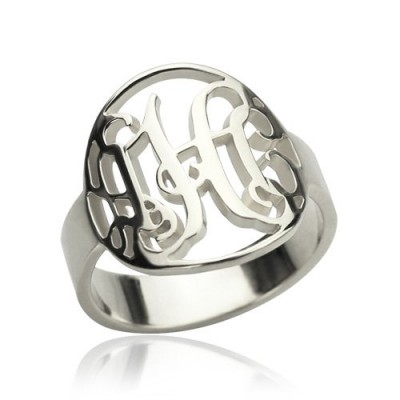 Cut Out Monogram Initial Ring Silver - The Handmade ™