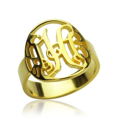 Circle Cut Out Monogrammed Ring Gold - The Handmade ™