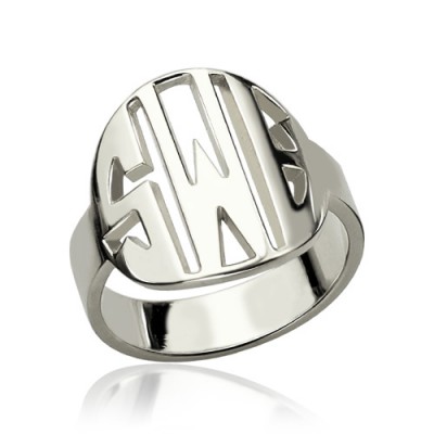 Personalised Cut Out Block Monogram Ring Silver - The Handmade ™