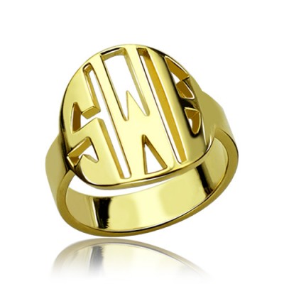 Personalised Block Circle Monogram Ring Gold - The Handmade ™