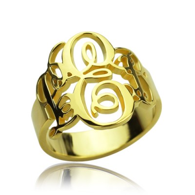 Interlocking Three Initials Monogram Ring Gold - The Handmade ™