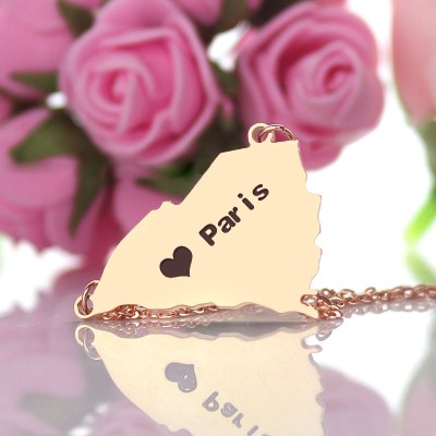 South Carolina State Shaped Necklaces With Heart Name Rose Gold - The Handmade ™