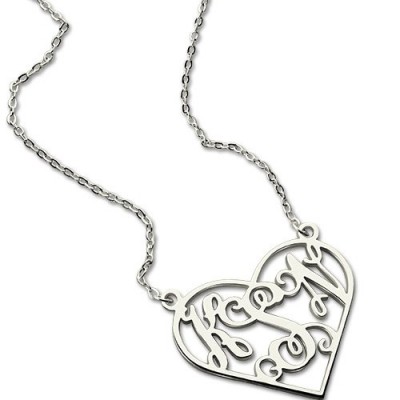 Heart Monogram Necklace Silver - The Handmade ™