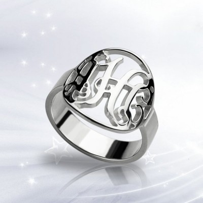 Cut Out Monogram Initial Ring Silver - The Handmade ™