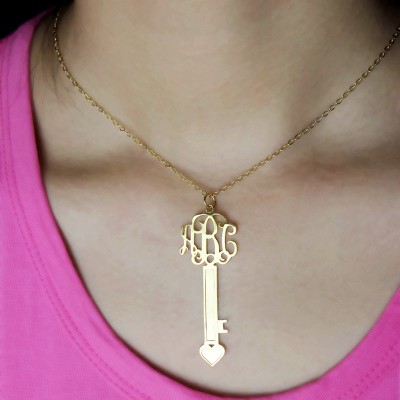 Gold Key Monogram Initial Necklace - The Handmade ™