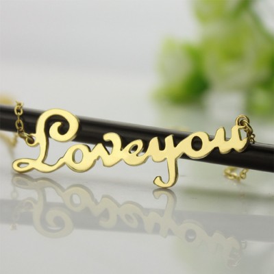 Gold French Font I Love You Name Necklace - The Handmade ™