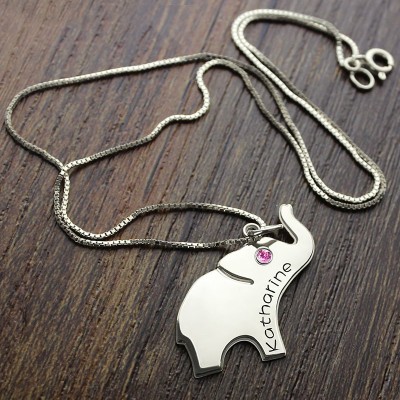 Good Luck Gifts - Elephant Necklace Engraved Name - The Handmade ™