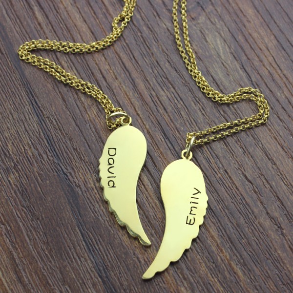 Matching Angel Wings Necklaces Set for Couple Gold - The Handmade ™