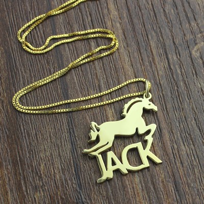 Kids Name Necklace with Horse Gold - The Handmade ™