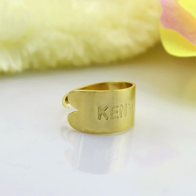 Gold Name Engraved Cuff Rings - The Handmade ™