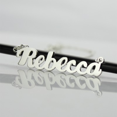 White Gold Puff Font Name Necklace - The Handmade ™