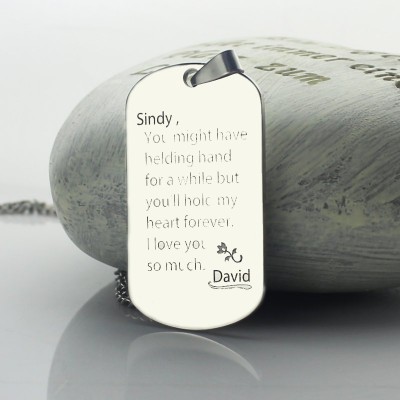 Man's Dog Tag Love and Family Theme Name Necklace - The Handmade ™
